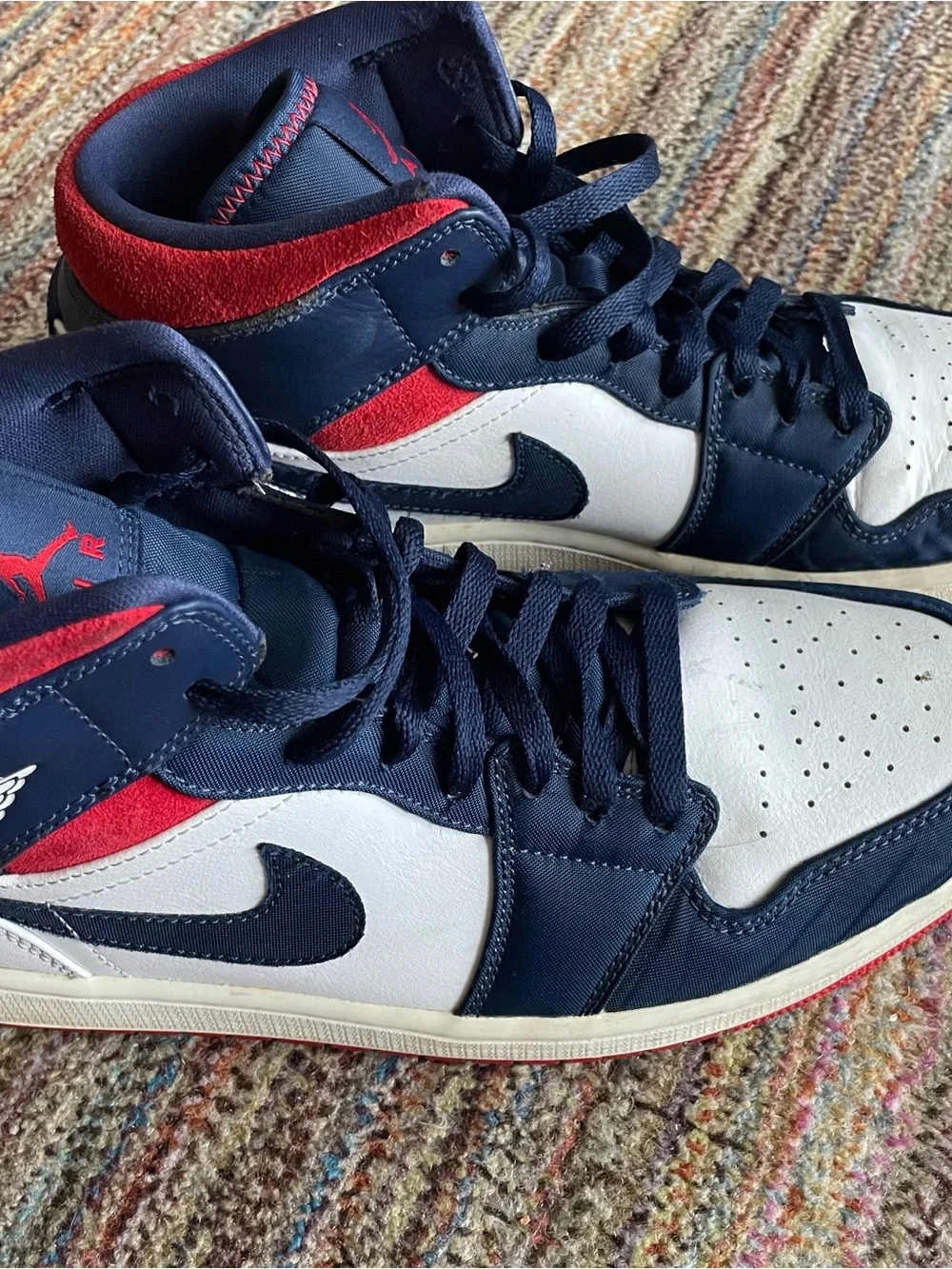 Air Jordan 1 SE Mid Olympic Men’s Size 10.5 White/Blue/Red Vintage Look